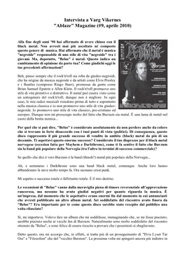 Intervista a Varg Vikernes "Ablaze" Magazine (#9, Aprile 2010)