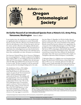 Fall 2013 Bulletin of the Oregon Entomological Society