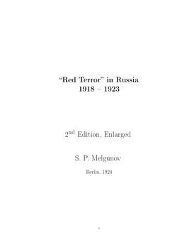 Red Terror in Russia 1918-1923