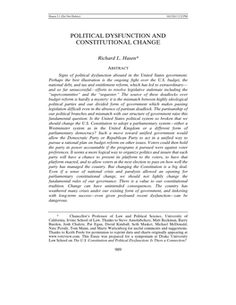 Political Dysfunction and Constitutional Change