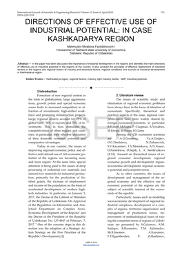 IN CASE KASHKADARYA REGION Mahmudov Mirabbos Fazliddinovich1 1Researcher of Tashkent State University of Economics, Tashkent, Republic of Uzbekistan