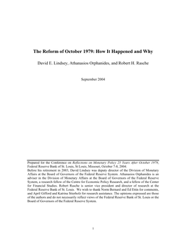 David E. Lindsey, Athanasios Orphanides, and Robert H. Rasche