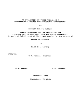 An Evaluation of Turbo Pascal As a Programming Language for Structural Engineering