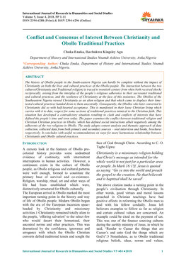 Conflict and Consensus of Interest Between Christianity and Obollo Traditional Practices