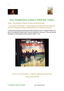 From Templemore to a Place in World War 1 History