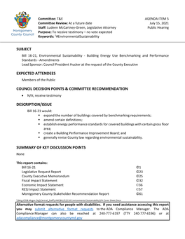 Economic Impact Statement ©36 RESJ Impact Statement ©57 Montgomery County Stakeholder Recommendation Report ©61