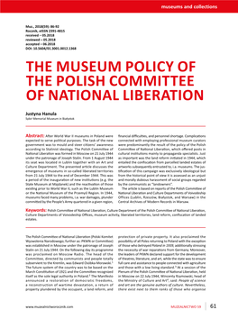The Museum Policy of the Polish Committee of National Liberation
