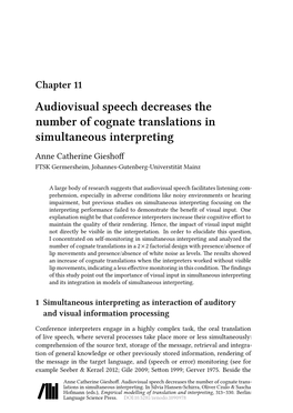 Audiovisual Speech Decreases the Number of Cognate Translations In