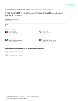 A Near-Infrared SETI Experiment: Commissioning, Data Analysis, and Performance Results