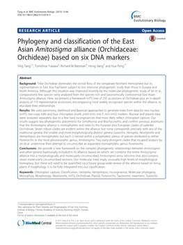 Phylogeny and Classification of the East Asian Amitostigma Alliance