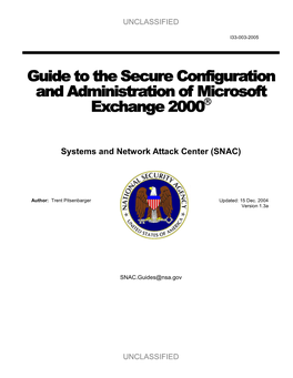 Guide to the Secure Configuration and Administration of Microsoft Exchange 2000