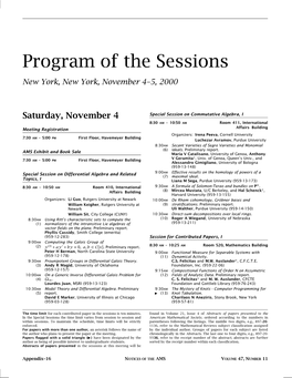 Program of the Sessions, New York, Volume 47, Number 11