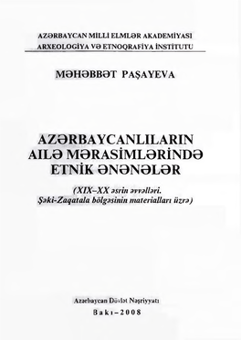 Azərbaycanlilarin Ailə Mərasimlərində Etnik Ənənələr