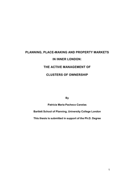 Planning, Place-Making and Property Markets