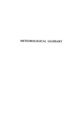 Meteorological Glossary