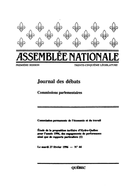 Assemblee Nationale Première Session Trente-Cinquième Législature