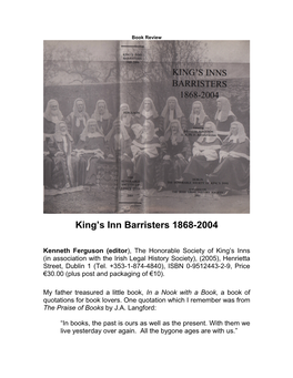 King's Inn Barristers 1868-2004