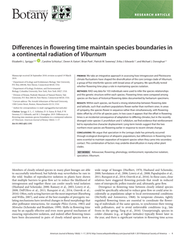 Differences in Flowering Time Maintain Species Boundaries in a Continental Radiation of Viburnum