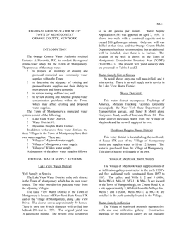 MG-1 REGIONAL GROUND-WATER STUDY TOWN of MONTGOMERY ORANGE COUNTY, NEW YORK INTRODUCTION the Orange County Water Authority Retai