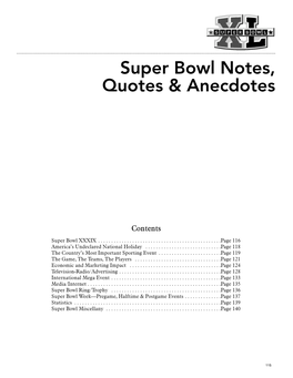 Super Bowl Notes, Quotes & Anecdotes