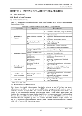 Existing Infrastructure & Services Chapter 6