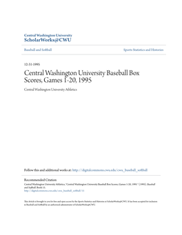 Central Washington University Baseball Box Scores, Games 1-20, 1995 Central Washington University Athletics