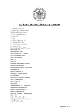 All Royal Warrant-Holding Companies