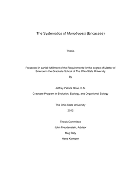 The Systematics of Monotropsis (Ericaceae)