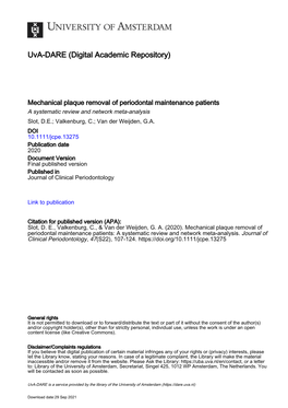 Jcpe.13275 Publication Date 2020 Document Version Final Published Version Published in Journal of Clinical Periodontology