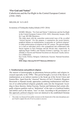 “For God and Nation” Catholicism and the Far-Right in the Central European Context (1918–1945)