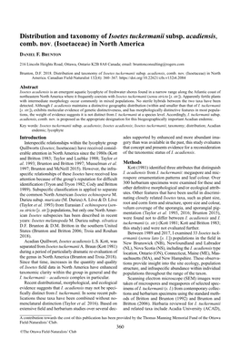 Distribution and Taxonomy of Isoetes Tuckermanii Subsp. Acadiensis , Comb