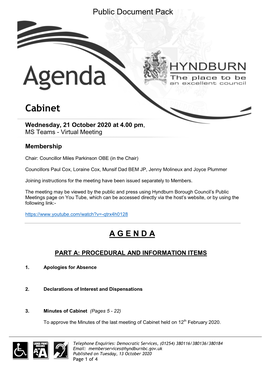(Public Pack)Agenda Document for Cabinet, 21/10/2020 16:00