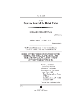 Brief of the Foreign Minister for the Republic of Somaliland, Abdillahi Mohamed Duale, As Amicus Curiae Supporting Respondents