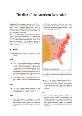 Timeline of the American Revolution