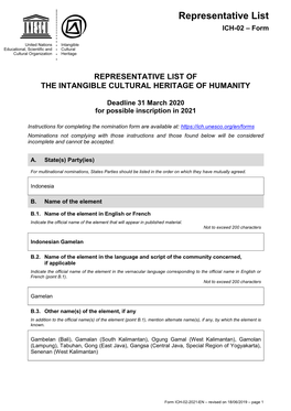 Representative List ICH-02 – Form