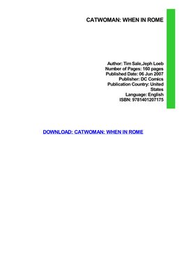 {Dоwnlоаd/Rеаd PDF Bооk} Catwoman: When in Rome Ebook