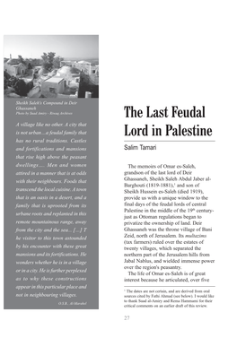 The Last Feudal Lord in Palestine