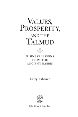 Values, Prosperity, and the Talmud: Business Lessons from the Ancient