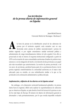 Los Territorios De La Prensa Diaria De Información General En España