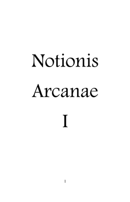 Notionis Arcanae I