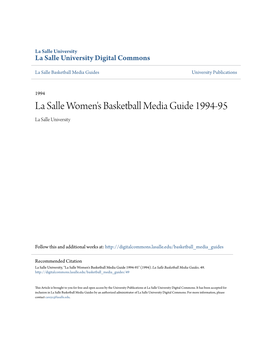 La Salle Women's Basketball Media Guide 1994-95 La Salle University