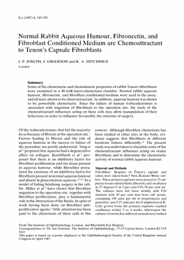 Normal Rabbit Aqueous Humour, Fibronectin, and Fibroblast Conditioned Medium Are Chemoattractant to Tenon's Capsule Fibroblasts
