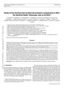 Study of the Thermal and Nonthermal Emission Components in M31: the Sardinia Radio Telescope View at 6.6 Ghz? S