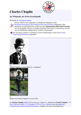Charles Chaplin Aus Wikipedia, Der Freien Enzyklopädie