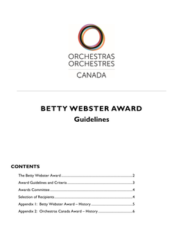 BETTY WEBSTER AWARD Guidelines