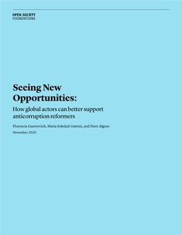 Seeing New Opportunities: How Global Actors Can Better Support Anticorruption Reformers