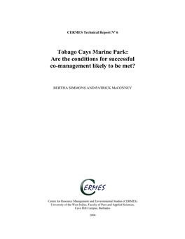 Tobago Cays Marine Park: Are the Conditions for Successful Co-Management Likely to Be Met?