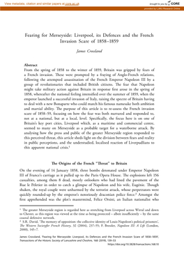 Liverpool, Its Defences and the French Invasion Scare of 1858–1859