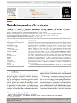 Blastocladian Parasites of Invertebrates