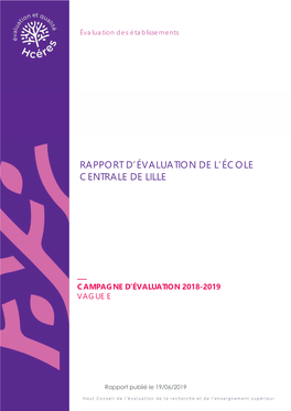 Rapport D'évaluation De L'école Centrale De Lille